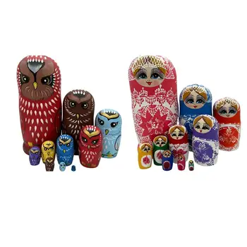 Русские матрешки с животными, медведи, Матрешки, Милые деревянные игрушки ручной работы, набор из 10 штук для детей