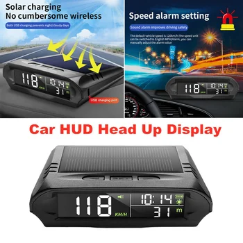 T88 Solar Hud Для всех автомобилей Беспроводной дисплей HUD Солнечная Зарядка Цифровой GPS Спидометр Сигнализация превышения скорости Дисплей расстояния Высоты