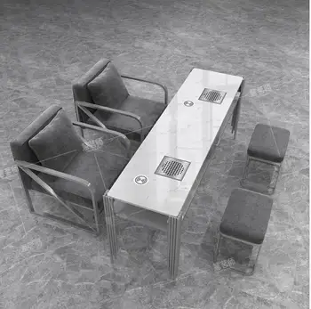 Инкрустированный серебром мощный пылесос, маникюрный стол и набор стульев, маникюрный стол с мраморной краской