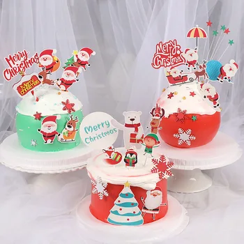 Рождественский Топпер Для торта Тема Мультяшные Сани Санта Милый Белый Медведь Украшение для Рождественской вечеринки