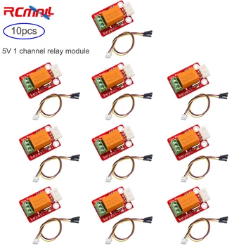RCmall 10ШТ 5V 1 канальный релейный модуль Плата управления триггерным переключателем высокого уровня с противореверсивным разъемом для Arduino Microbit