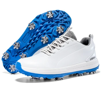 Новая роскошная мужская обувь для гольфа, большие размеры 40-47, комфортные кроссовки для гольфа, уличные водонепроницаемые мужские кроссовки для ходьбы с шипами