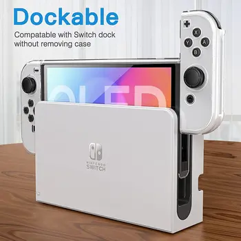Чехол Mooroer Совместим с моделью Nintendo Switch OLED, подключаемый к ПК, чехол для переключения OLED со стеклянной защитой экрана