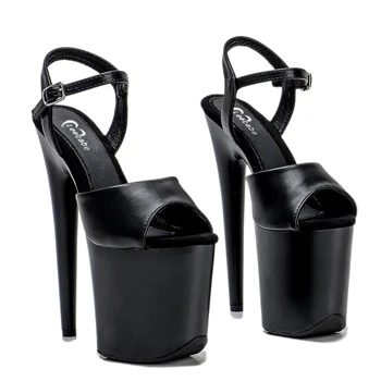 Leecabe 20 см/8 дюймов Матовые женские босоножки на платформе из искусственной кожи, вечерние туфли на высоком каблуке, обувь для танцев на шесте