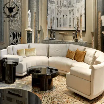 Современный простой дугообразный тканевый диван вилла в гонконгском стиле, легкая роскошная гостиная, диван для нескольких человек, мебель высокой четкости