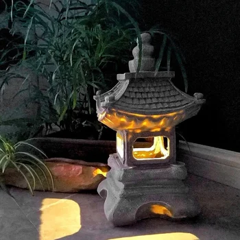 Украшение двора в японском стиле, Смоляная солнечная лампа, Дворцовые фонари, ландшафтные огни Дзен, украшение для домашнего садоводства