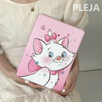 Защитный чехол с Милым Розовым котом для iPad 10 Air 5/4 Pro 12,9 дюйма 2022 10.9/9.7/10.5/ Чехол mini 6 11 дюймов с держателем для карандашей