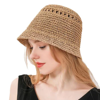 MAXSITI U Летняя Дышащая шляпа, вязаная вручную, женская Модная Широкая кепка для рыбака, простые соломенные шляпы