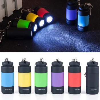 Мини Светодиодный портативный фонарик USB Перезаряжаемый Открытый Водонепроницаемый многоцветный детский брелок для ключей, лампа-фонарик, ночные огни