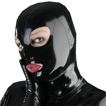 Резиновая маска Сексуальный Мужской Женский капюшон С открытыми глазами, ноздрями и ртом ручной работы RLM032