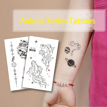 Одноразовые поддельные татуировки с мультяшными красочными маленькими свежими милыми животными, Водонепроницаемые наклейки с татуировками, защищающие от пота