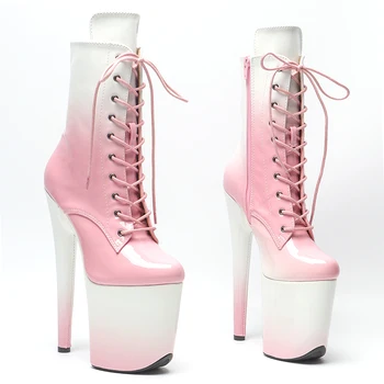 Leecabe 20 см/8 дюймов, материал PU, градиентный цвет, женские ботинки на высоком каблуке и платформе для танцев на шесте