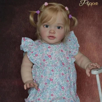 26-дюймовый Реалистичный Малыш, Возрожденная Принцесса Пеппи, Реалистичная кукла, Незаконченные части куклы с тканевым телом и глазами