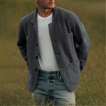 Куртка для мужчин, однотонная весенне-осенняя мужская куртка-бомбер, повседневная уличная одежда, мужские куртки, пальто, простая ветровка, пальто в британском стиле