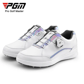 2022 Обувь для гольфа PGM Со шнурками на ручках, Женская Новая Водонепроницаемая обувь, Разноцветные кроссовки с защитой от бокового скольжения и завихрения из супер волокна
