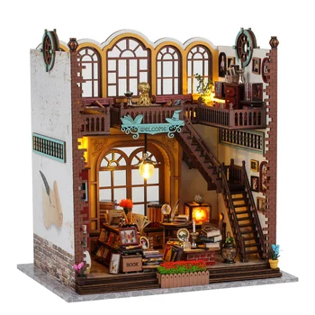 Деревянный волшебный книжный домик своими руками, миниатюрные строительные наборы Casa, Кукольные домики с мебелью, легкий кукольный домик, игрушка для девочек, подарки на день рождения