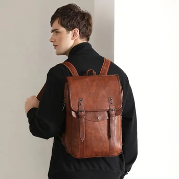 Многофункциональный Винтажный водонепроницаемый рюкзак, мужские роскошные школьные сумки, Кожаные Рюкзаки, Дорожная Ретро-15,6-дюймовая сумка для ноутбука для мужчин