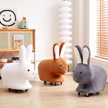 Детский стул с кроликом, Простые Современные украшения для гостиной, Табурет для обуви С Колесом, Передвижной Табурет с мультяшными животными