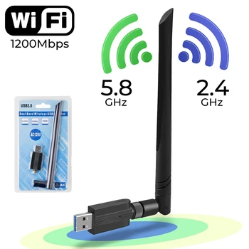 1200 Мбит/с Беспроводной WiFi Адаптер 2,4 G и 5G Wifi Антенна Внешний USB Wifi Ключ Adaptador WiFi Сетевая карта для ПК Window XP Linux