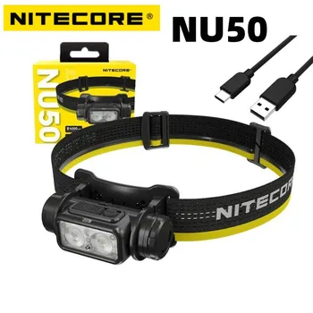 Налобный фонарь NITECORE NU50 1400 Люмен, легкий USB-C, перезаряжаемый, белый, красный, фонарь для кемпинга, встроенный аккумулятор