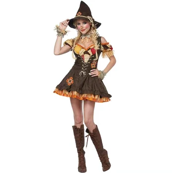 Волшебная ведьма, Зомби, клоун, Маскарадная форма для Косплея, Шляпы и платья, Комплект, Костюмы на Хэллоуин с завязками для женщин