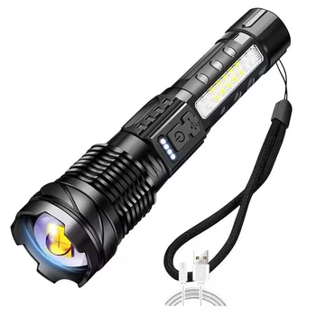 Наружный светодиодный фонарик с сильным светом, USB-зарядка, освещение, походный ежедневный фонарик