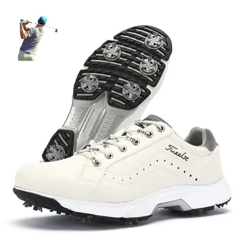 Мужская обувь для гольфа, кожаные профессиональные тренировочные кроссовки для гольфа, мужские водонепроницаемые дышащие БОА с пряжкой, Спортивная повседневная обувь