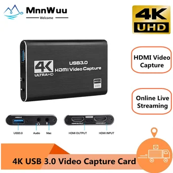 USB 4K HDMI-Совместимая карта Видеозахвата 1080P для записи игр, Коробка для прямой трансляции, USB 3.0 Граббер для камеры PS4