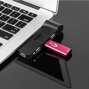 USB-концентратор 3 Порта USB 2.0 Разветвитель Поворотный Для Портативных ПК Клавиатура для ноутбука Мышь Жесткий диск MacBook Gamer