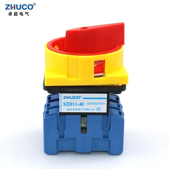 ZHUCO SZD11-40/300010 40Amp 660V 3 Полюса ВКЛ-ВЫКЛ, 2-Позиционный Выключатель отключения питания, Выключатель Отключения нагрузки С панелью навесного замка
