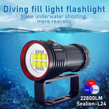 Профессиональный фонарик для дайвинга 100 м Водонепроницаемый светильник 22800 люмен, светильник для подводного плавания type-C, перезаряжаемый подводный видеосигнал