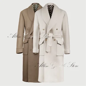 Мужское пальто, двубортная элегантная деловая длинная куртка, осенне-зимний стиль, джентльменское теплое пальто на заказ