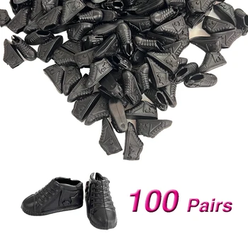 Оптом 100 пар НК куклы высокое качество черные плоские звезды кроссовки обувь Мода сандалии для Барби аксессуары Подарок игрушка кукла 6Х