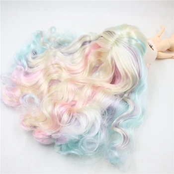 ICY DBS blyth doll rbl, волнистые волосы на голове и куполе, многоцветный парик для куклы на заказ, аниме-игрушка, белая кожа, смешанные волосы