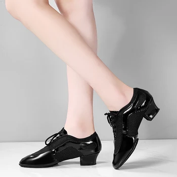 Обувь для латиноамериканских танцев для девочек, Женские кожаные сетчатые танцевальные туфли, Кроссовки для Бальных Танцев, Обувь для учителя танцев в Матросском стиле