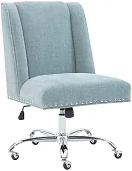 Офисный стул с регулируемой высотой на шарнирах цвета морской волны и хрома от