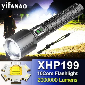 2000000LM XHP199 Самый мощный светодиодный фонарик 18650 26650 USB Перезаряжаемый 5 Режимов Масштабирования Факел XHP160 Высокой мощности светодиодный фонарик
