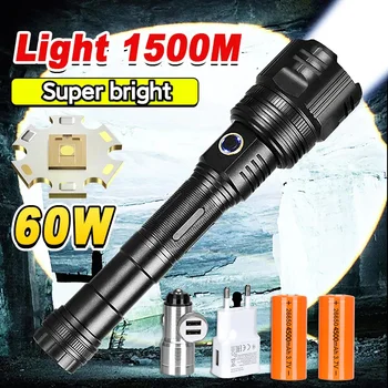 Супер яркий светодиодный фонарик USB Перезаряжаемый дальнобойный тактический фонарь Масштабируемый аварийный фонарь для кемпинга