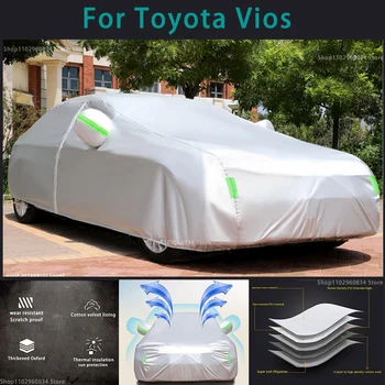 Для Toyota Vios 210T Полные автомобильные чехлы Наружная защита от солнца, ультрафиолета, пыли, дождя, снега, защитный чехол для автомобиля от града, чехол для авто