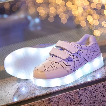 UncleJerry/ Светящаяся обувь для детей, заряжающаяся через USB, Светящиеся Кроссовки для Малышей, Обувь без застежки, Детская Спортивная обувь для маленьких мальчиков и девочек